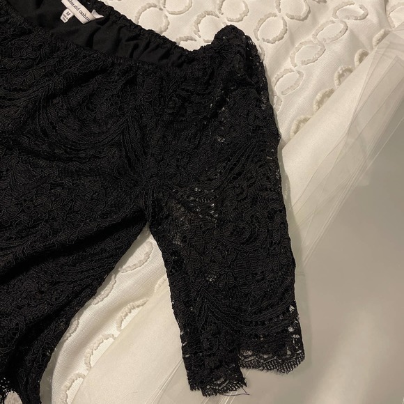 Cupcakes and Cashmere Off the Shoulder Black Top Medium Lace Over Tank Preowned - Picture 5 of 9